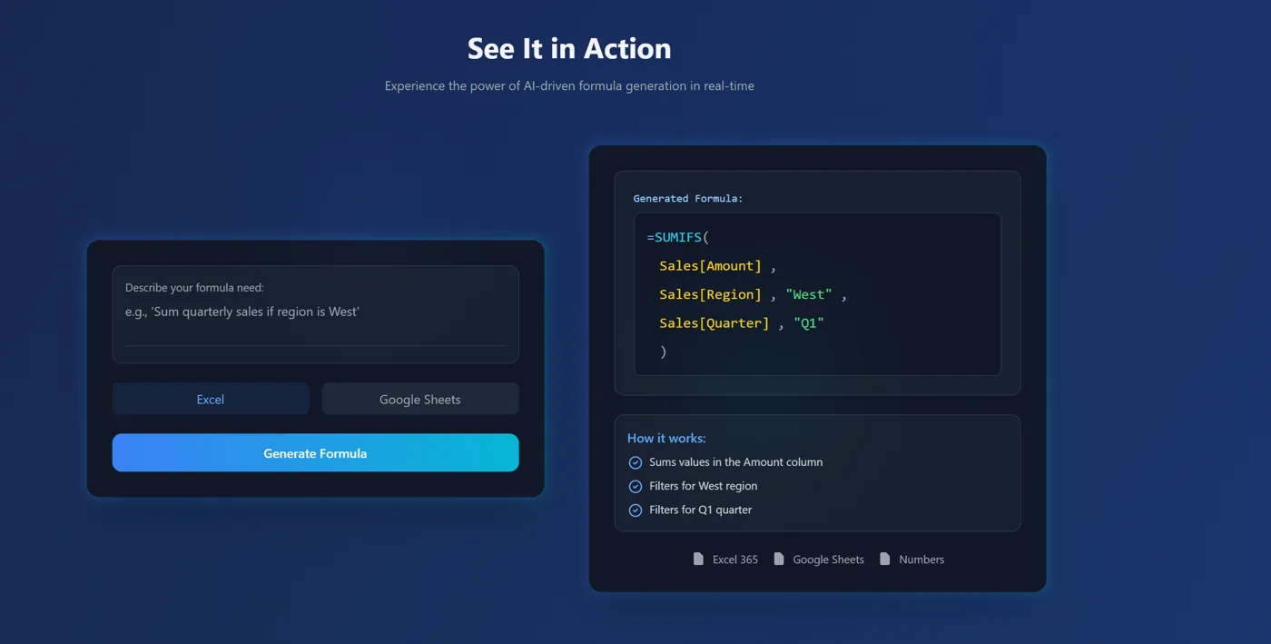 AI-Powered Excel Formula Generator SaaS